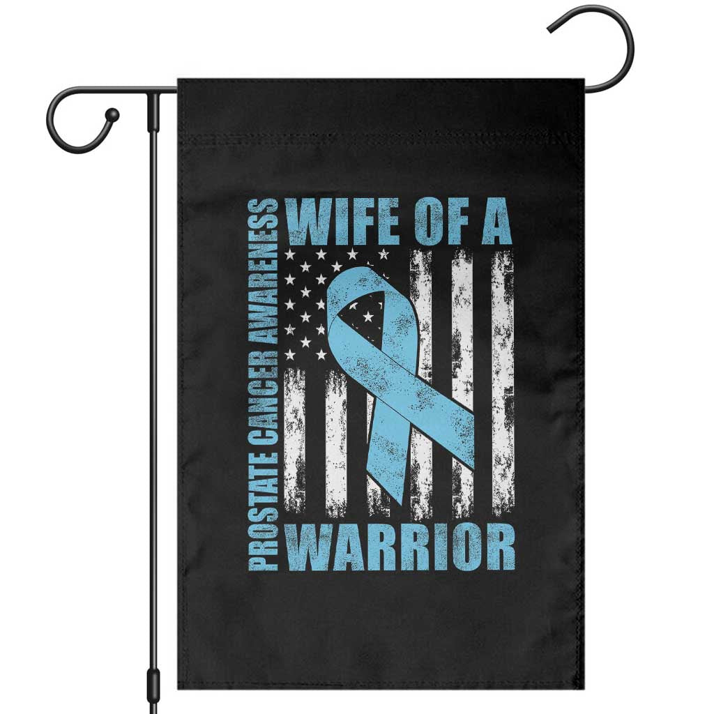 Wife Of A Warrior Prostate Cancer Awareness Garden Flag American Flag Blue Ribbon Graphic TS10 Black Print Your Wear