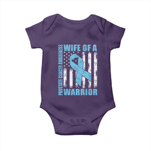 Wife Of A Warrior Prostate Cancer Awareness Baby Onesie American Flag Blue Ribbon Graphic