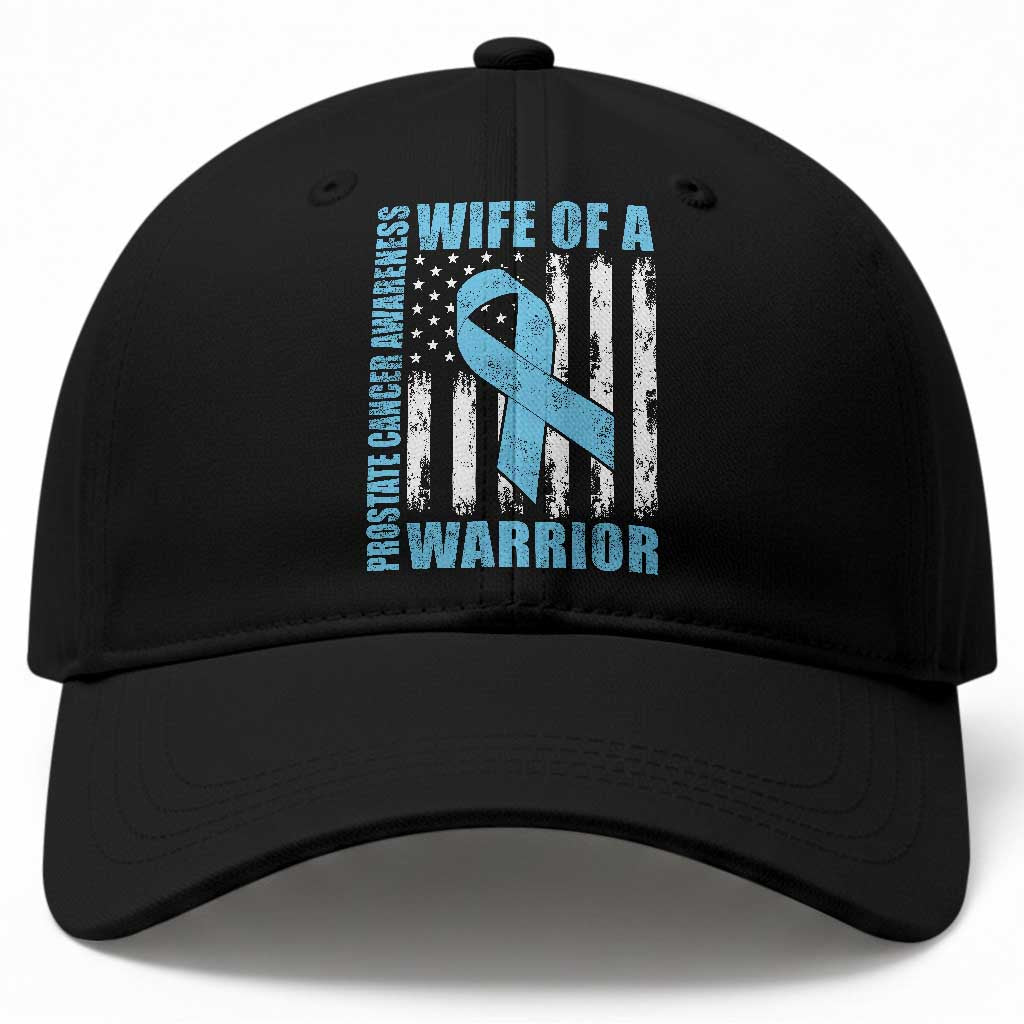 Wife Of A Warrior Prostate Cancer Awareness Baseball Cap American Flag Blue Ribbon Graphic TS10 Print Your Wear