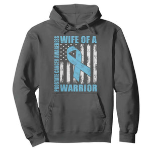 Wife Of A Warrior Prostate Cancer Awareness Hoodie American Flag Blue Ribbon Graphic