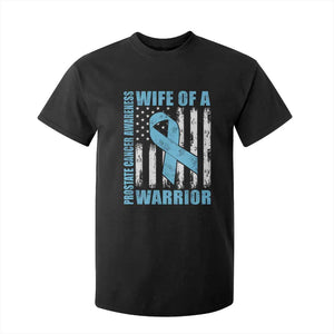 Wife Of A Warrior Prostate Cancer Awareness T Shirt For Kid American Flag Blue Ribbon Graphic