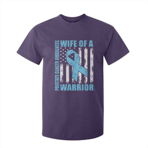 Wife Of A Warrior Prostate Cancer Awareness T Shirt For Kid American Flag Blue Ribbon Graphic