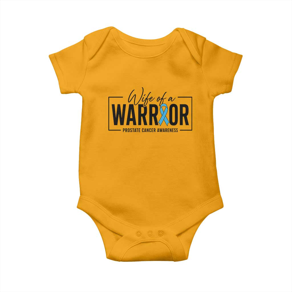 Wife Of A Warrior Prostate Cancer Awareness Baby Onesie Blue Ribbon Graphic