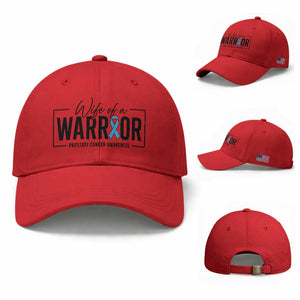 Wife Of A Warrior Prostate Cancer Awareness Baseball Cap Blue Ribbon Graphic