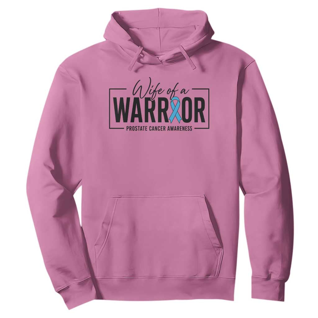 Wife Of A Warrior Prostate Cancer Awareness Hoodie Blue Ribbon Graphic