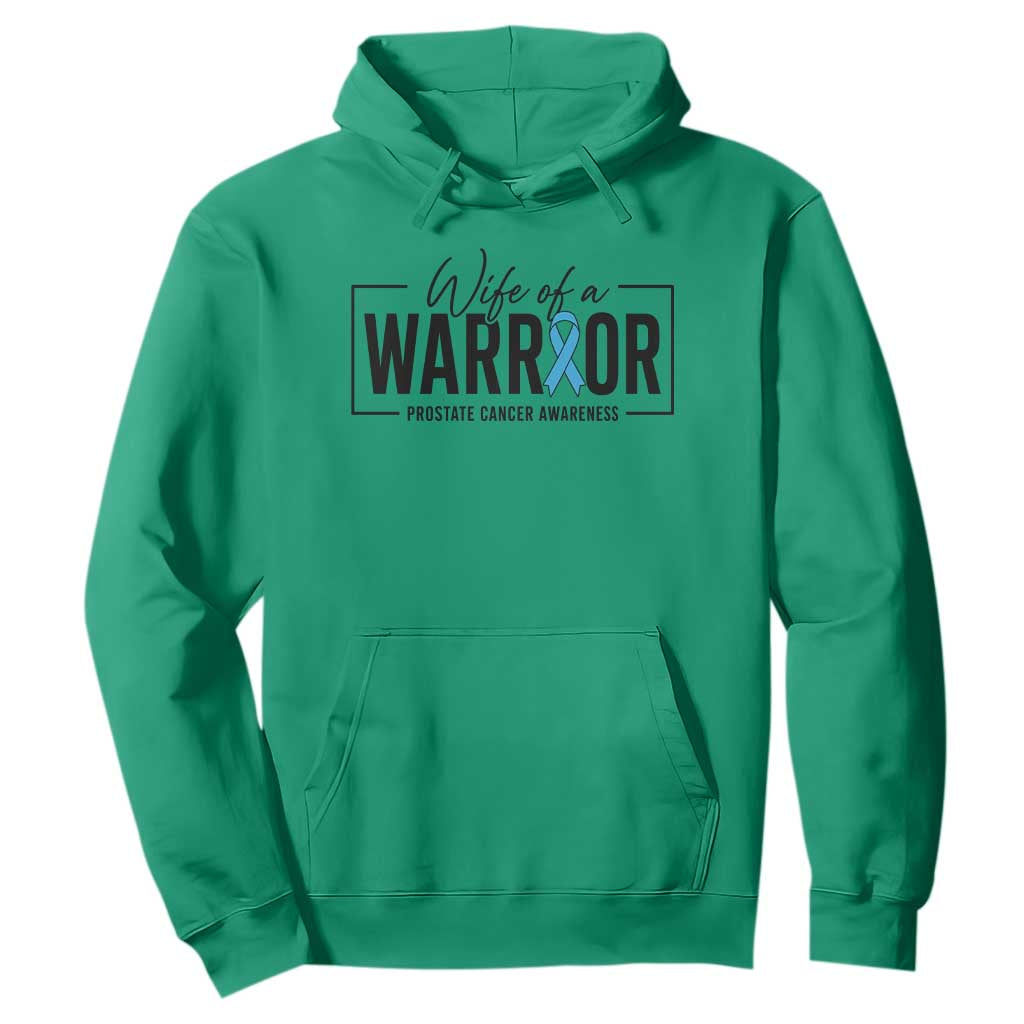 Wife Of A Warrior Prostate Cancer Awareness Hoodie Blue Ribbon Graphic