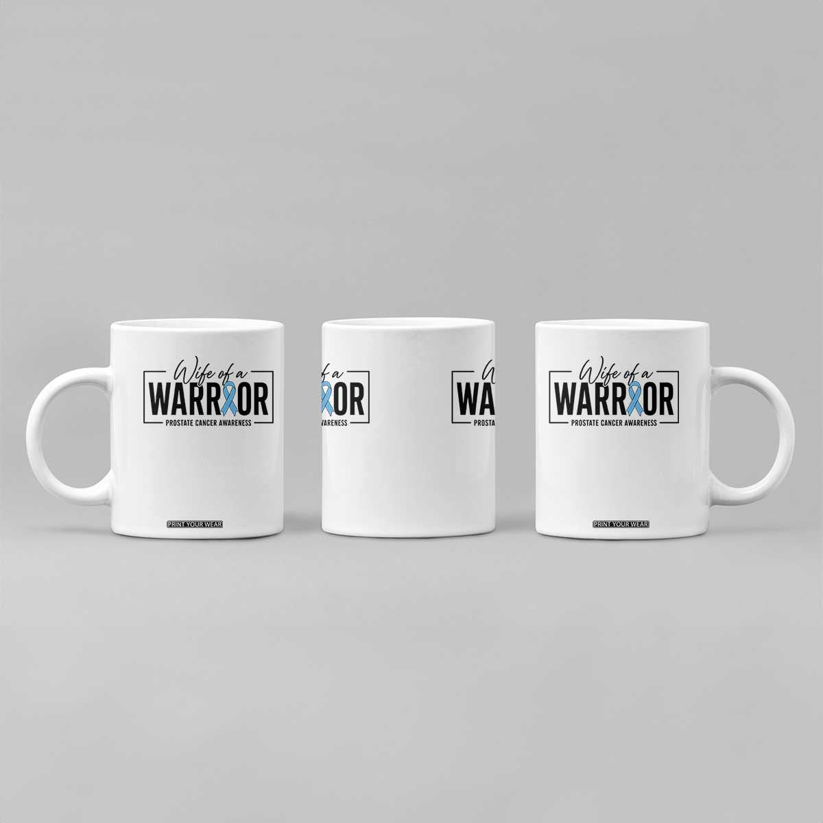 Wife Of A Warrior Prostate Cancer Awareness Coffee Mug Blue Ribbon Graphic