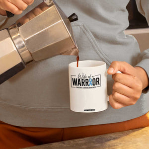 Wife Of A Warrior Prostate Cancer Awareness Coffee Mug Blue Ribbon Graphic