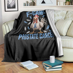 F-Caw-F Prostate Cancer Awareness Chicken Throw Blanket Funny Blue Ribbon Support