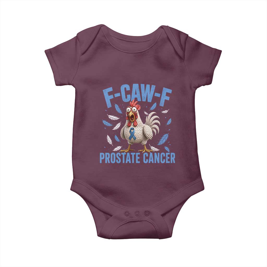 F-Caw-F Prostate Cancer Awareness Chicken Baby Onesie Funny Blue Ribbon Support