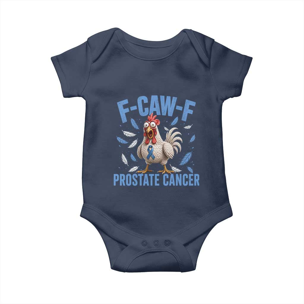 F-Caw-F Prostate Cancer Awareness Chicken Baby Onesie Funny Blue Ribbon Support