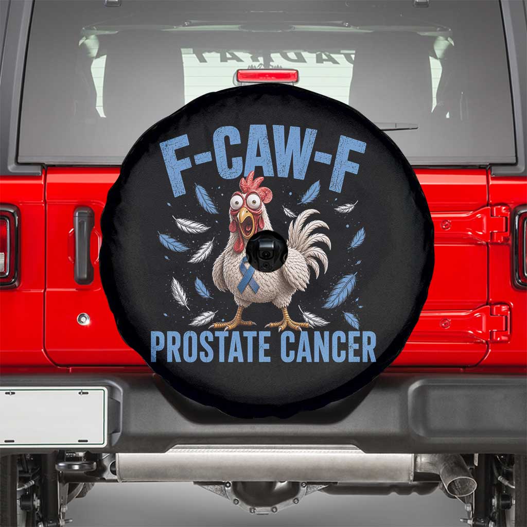 F-Caw-F Prostate Cancer Awareness Chicken Spare Tire Cover Funny Blue Ribbon Support