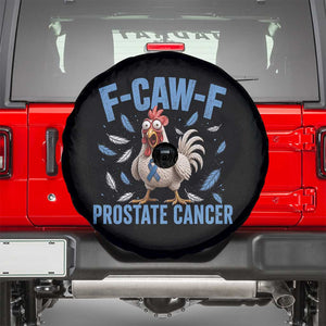 F-Caw-F Prostate Cancer Awareness Chicken Spare Tire Cover Funny Blue Ribbon Support