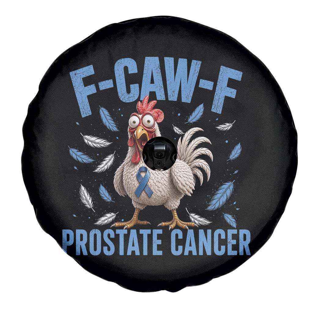 F-Caw-F Prostate Cancer Awareness Chicken Spare Tire Cover Funny Blue Ribbon Support