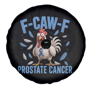 F-Caw-F Prostate Cancer Awareness Chicken Spare Tire Cover Funny Blue Ribbon Support