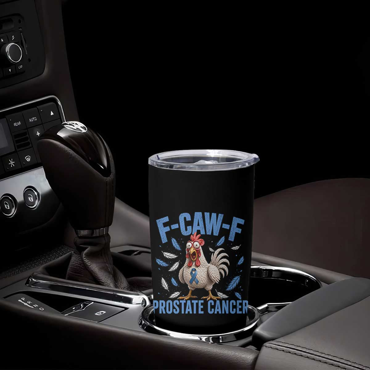 F-Caw-F Prostate Cancer Awareness Chicken Tumbler Cup Funny Blue Ribbon Support
