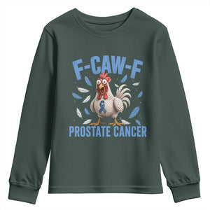 F-Caw-F Prostate Cancer Awareness Chicken Youth Sweatshirt Funny Blue Ribbon Support