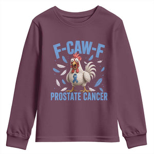 F-Caw-F Prostate Cancer Awareness Chicken Youth Sweatshirt Funny Blue Ribbon Support