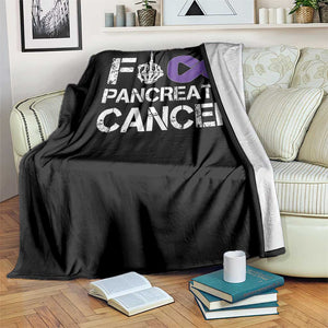 Fck Pancreatic Cancer Throw Blanket Purple Ribbon Skeleton Hand Graphic