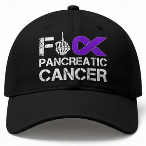 Fck Pancreatic Cancer Baseball Cap Purple Ribbon Skeleton Hand Graphic