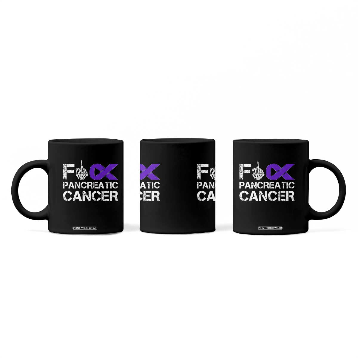 Fck Pancreatic Cancer Coffee Mug Purple Ribbon Skeleton Hand Graphic