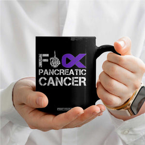 Fck Pancreatic Cancer Coffee Mug Purple Ribbon Skeleton Hand Graphic