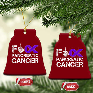 Fck Pancreatic Cancer Ceramic Ornament Purple Ribbon Skeleton Hand Graphic