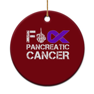 Fck Pancreatic Cancer Ceramic Ornament Purple Ribbon Skeleton Hand Graphic