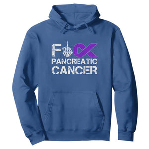 Fck Pancreatic Cancer Hoodie Purple Ribbon Skeleton Hand Graphic