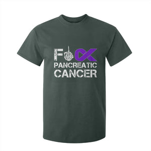 Fck Pancreatic Cancer T Shirt For Kid Purple Ribbon Skeleton Hand Graphic