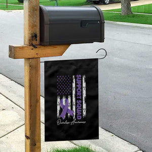 Support Squad Overdose Awareness Garden Flag Purple Ribbon American Flag Graphic