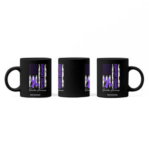 Support Squad Overdose Awareness Coffee Mug Purple Ribbon American Flag Graphic