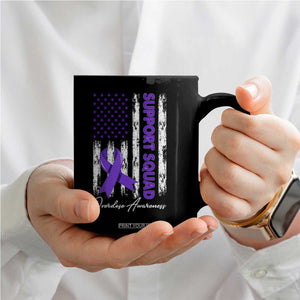 Support Squad Overdose Awareness Coffee Mug Purple Ribbon American Flag Graphic