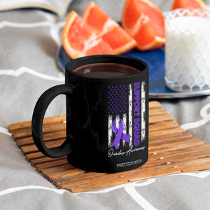 Support Squad Overdose Awareness Coffee Mug Purple Ribbon American Flag Graphic