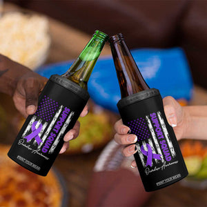 Support Squad Overdose Awareness 4 in 1 Can Cooler Tumbler Purple Ribbon American Flag Graphic