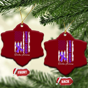 Support Squad Overdose Awareness Ceramic Ornament Purple Ribbon American Flag Graphic