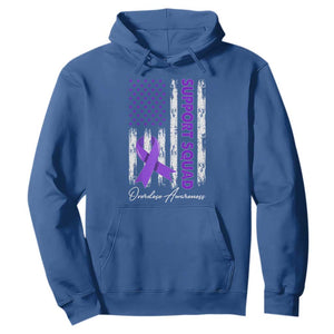 Support Squad Overdose Awareness Hoodie Purple Ribbon American Flag Graphic