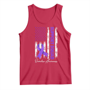 Support Squad Overdose Awareness Tank Top Purple Ribbon American Flag Graphic