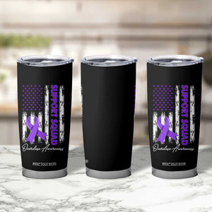 Support Squad Overdose Awareness Tumbler Cup Purple Ribbon American Flag Graphic