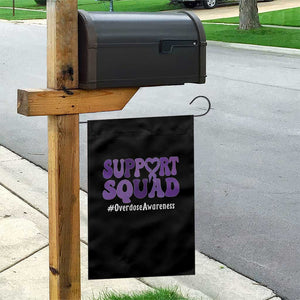 Support Squad Overdose Awareness Garden Flag Purple Ribbon Groovy Typography Graphic