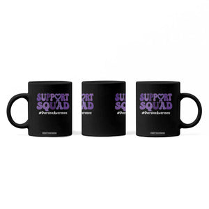 Support Squad Overdose Awareness Coffee Mug Purple Ribbon Groovy Typography Graphic