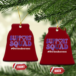 Support Squad Overdose Awareness Ceramic Ornament Purple Ribbon Groovy Typography Graphic