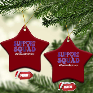 Support Squad Overdose Awareness Ceramic Ornament Purple Ribbon Groovy Typography Graphic