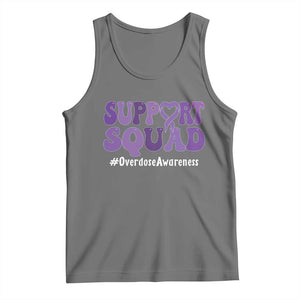 Support Squad Overdose Awareness Tank Top Purple Ribbon Groovy Typography Graphic