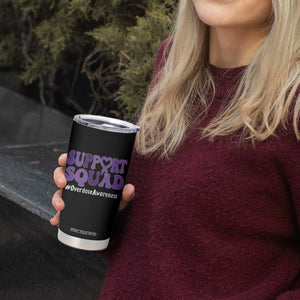 Support Squad Overdose Awareness Tumbler Cup Purple Ribbon Groovy Typography Graphic