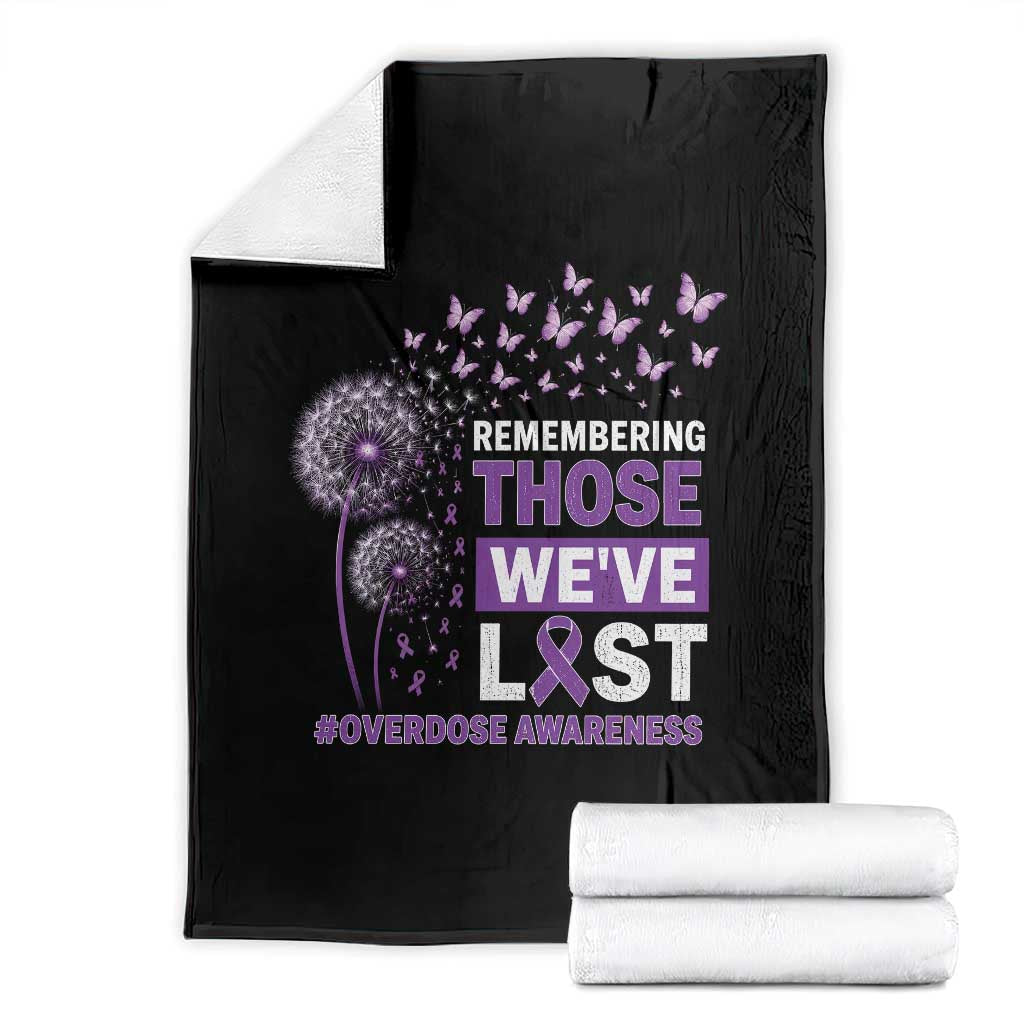 Overdose Awareness Throw Blanket Remembering Those We Have Lost Dandelion Purple Ribbon Memorial