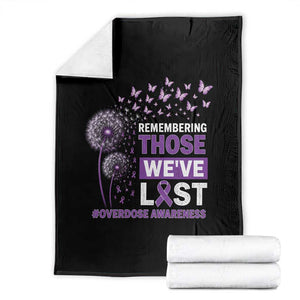 Overdose Awareness Throw Blanket Remembering Those We Have Lost Dandelion Purple Ribbon Memorial