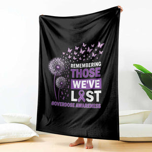 Overdose Awareness Throw Blanket Remembering Those We Have Lost Dandelion Purple Ribbon Memorial