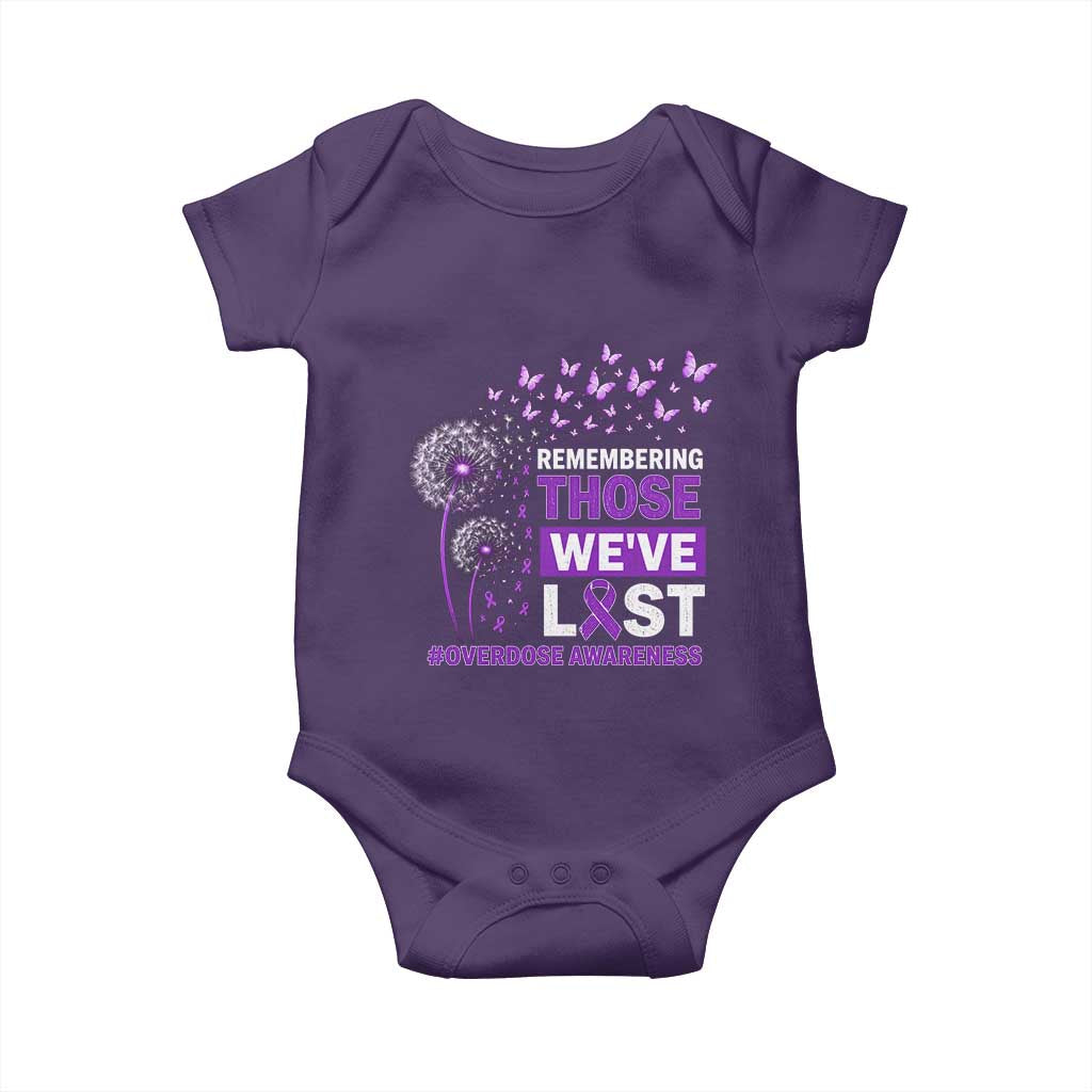 Overdose Awareness Baby Onesie Remembering Those We Have Lost Dandelion Purple Ribbon Memorial