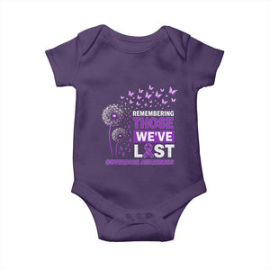 Overdose Awareness Baby Onesie Remembering Those We Have Lost Dandelion Purple Ribbon Memorial